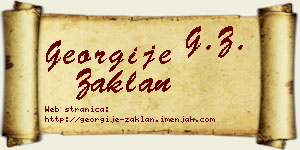 Georgije Zaklan vizit kartica